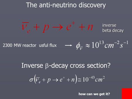The anti-neutrino discoveryinverse beta decay 2300 MW reactor usful flux Inverse -decay cross section? how can we get it?