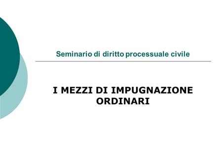 Seminario di diritto processuale civile