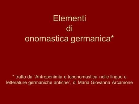 Elementi di onomastica germanica