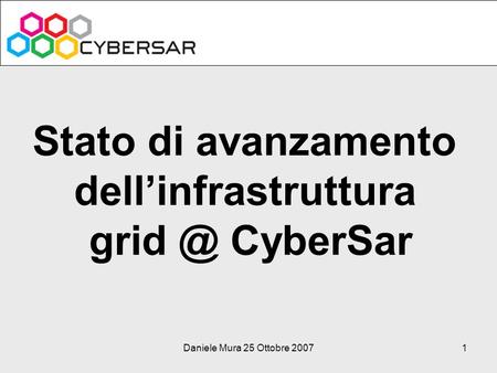 Daniele Mura 25 Ottobre 20071 Stato di avanzamento dellinfrastruttura CyberSar.