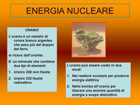 ENERGIA NUCLEARE URANIO