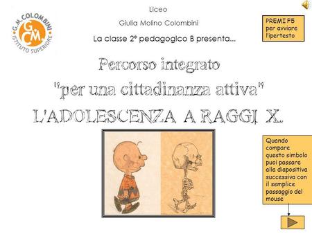 Liceo Giulia Molino Colombini La classe 2° pedagogico B presenta... Quando compare questo simbolo puoi passare alla diapositiva successiva con il semplice.