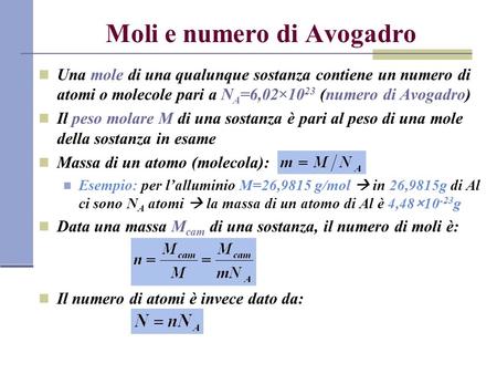 Moli e numero di Avogadro