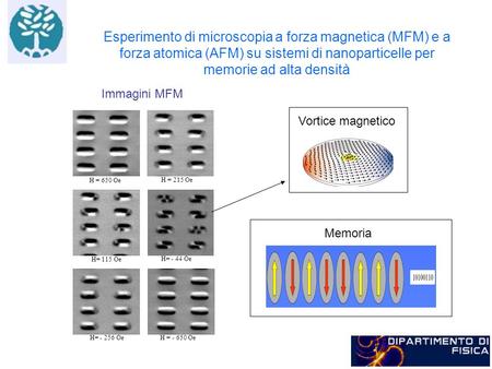 Esperimento di microscopia a forza magnetica (MFM) e a forza atomica (AFM) su sistemi di nanoparticelle per memorie ad alta densità Immagini MFM H = 215.