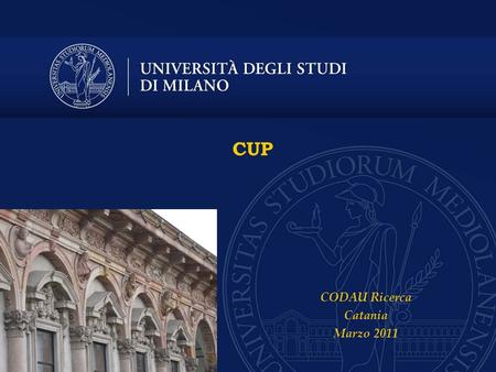 CUP CODAU Ricerca Catania Marzo 2011. Divisione Servizi per la Ricerca Legge 144/1999, art 1 Costituzione di unità tecniche di supporto alla programmazione,