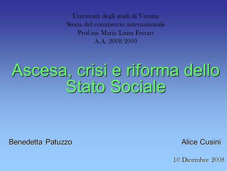 Ascesa, crisi e riforma dello Stato Sociale