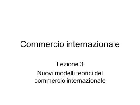 Commercio internazionale