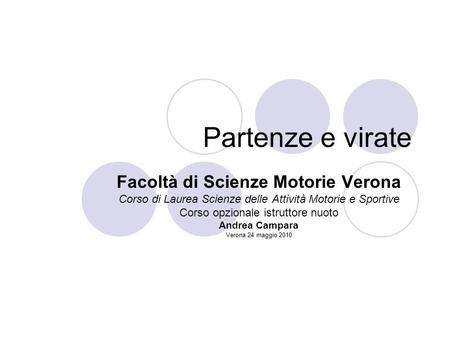 Facoltà di Scienze Motorie Verona