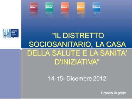 IL DISTRETTO SOCIOSANITARIO, LA CASA DELLA SALUTE E LA SANITA' D'INIZIATIVA 14-15- Dicembre 2012 Branka Vujovic.