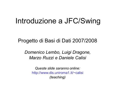 Introduzione a JFC/Swing