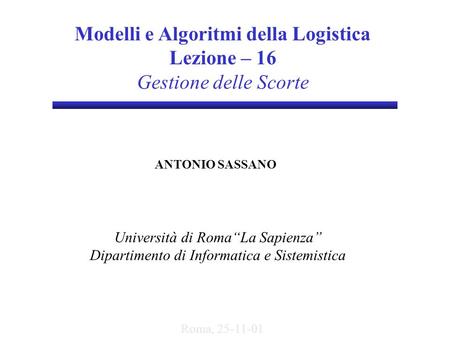 Modelli e Algoritmi della Logistica