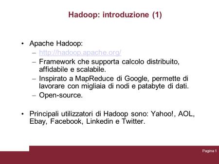 Hadoop: introduzione (1)