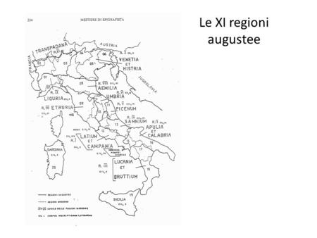 Le XI regioni augustee.