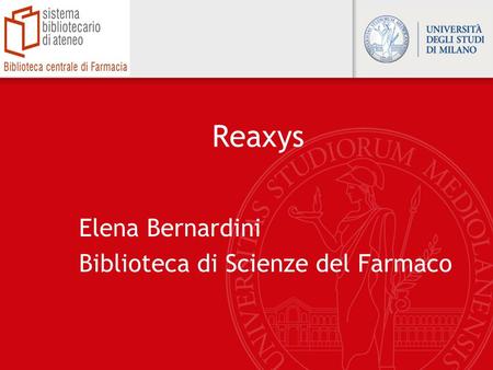 Elena Bernardini Biblioteca di Scienze del Farmaco
