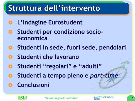 Sesta Indagine Eurostudent: la diversificazione della popolazione studentesca Giovanni Finocchietti Direttore dellIndagine Eurostudent Seminario nazionale.