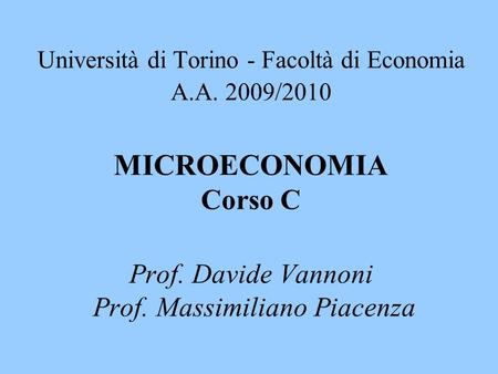 Università di Torino - Facoltà di Economia A. A