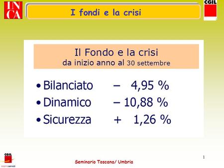 Seminario Toscana/ Umbria 1 I fondi e la crisi. Seminario Toscana/ Umbria 2 I fondi e la crisi.