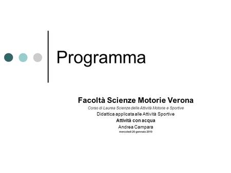 Facoltà Scienze Motorie Verona