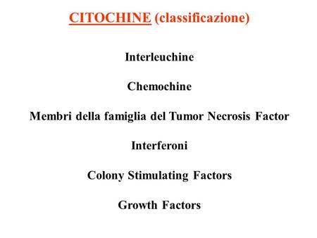 CITOCHINE (classificazione)
