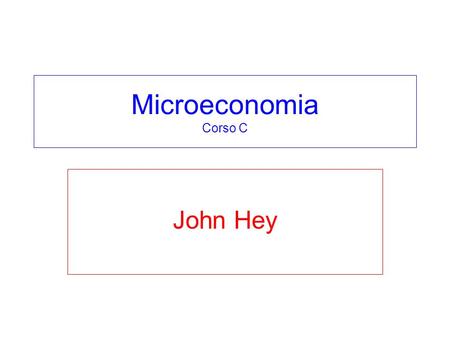 Microeconomia Corso C John Hey. Lezione 8 Lequilibrio concorrenziale e sulla curva dei contratti – quindi e Pareto Efficiente. Quando un individuo sceglie.