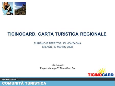 TICINOCARD, CARTA TURISTICA REGIONALE
