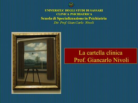 La cartella clinica Prof. Giancarlo Nivoli