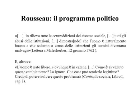 Rousseau: il programma politico