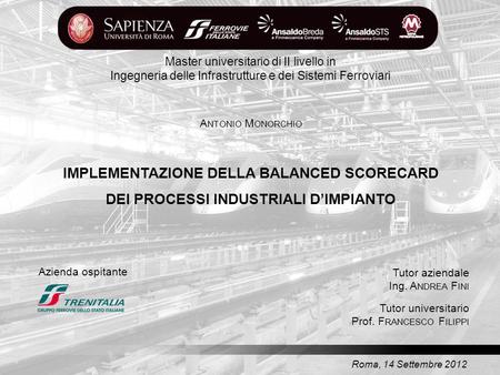 IMPLEMENTAZIONE DELLA BALANCED SCORECARD