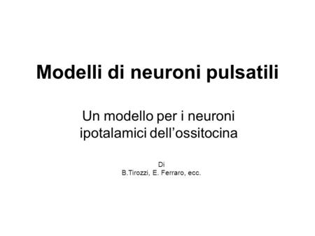 Modelli di neuroni pulsatili