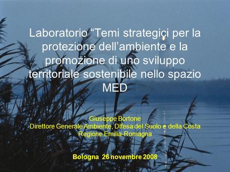 Laboratorio Temi strategici per la protezione dellambiente e la promozione di uno sviluppo territoriale sostenibile nello spazio MED Giuseppe Bortone Direttore.