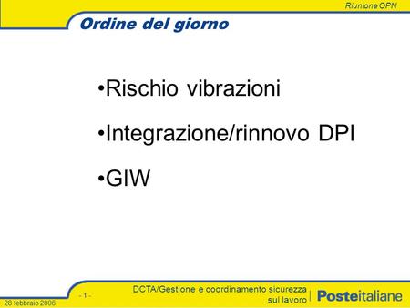 Integrazione/rinnovo DPI GIW