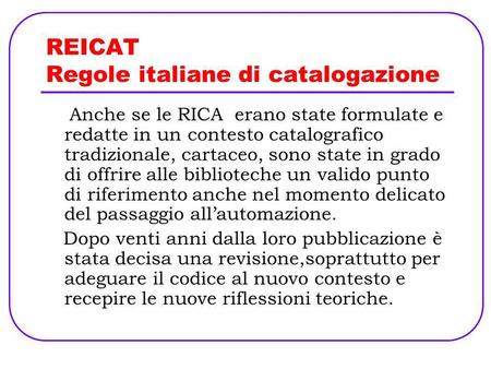 REICAT Regole italiane di catalogazione