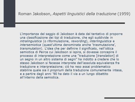 Roman Jakobson, Aspetti linguistici della traduzione (1959)