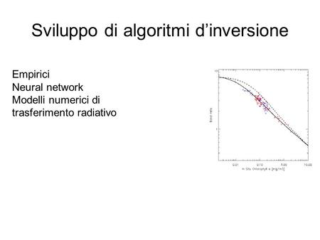Sviluppo di algoritmi dinversione Empirici Neural network Modelli numerici di trasferimento radiativo.