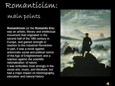 Romanticism: main points