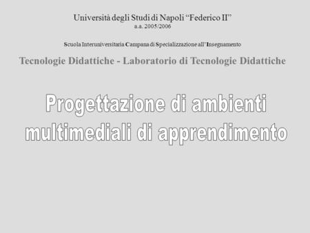 Università degli Studi di Napoli Federico II a.a. 2005/2006 Scuola Interuniversitaria Campana di Specializzazione allInsegnamento Tecnologie Didattiche.