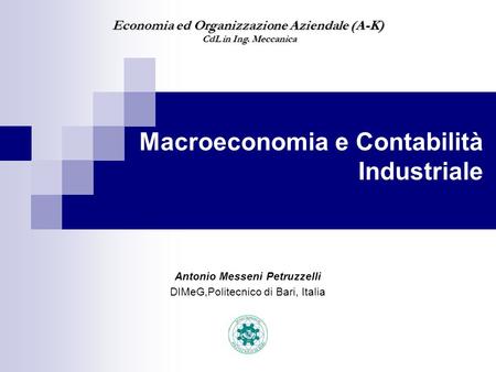 Macroeconomia e Contabilità Industriale