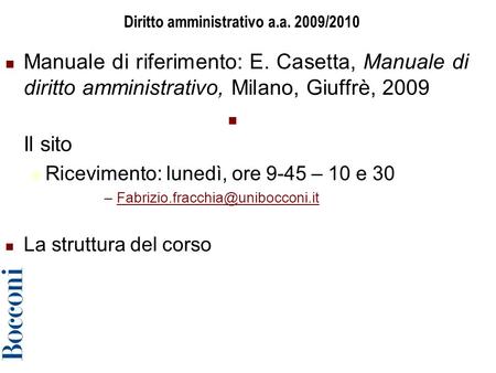 Diritto amministrativo a.a. 2009/2010