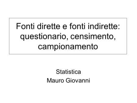 Statistica Mauro Giovanni