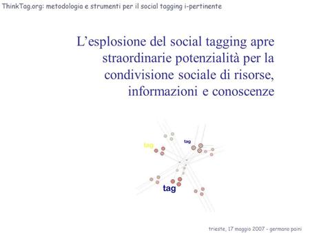 Lesplosione del social tagging apre straordinarie potenzialità per la condivisione sociale di risorse, informazioni e conoscenze.