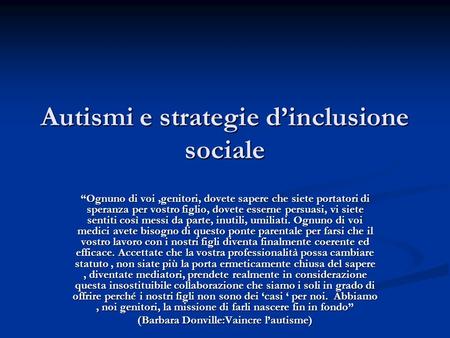 Autismi e strategie d’inclusione sociale