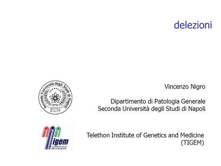 Delezioni Vincenzo Nigro Dipartimento di Patologia Generale Seconda Università degli Studi di Napoli Telethon Institute of Genetics and Medicine (TIGEM)