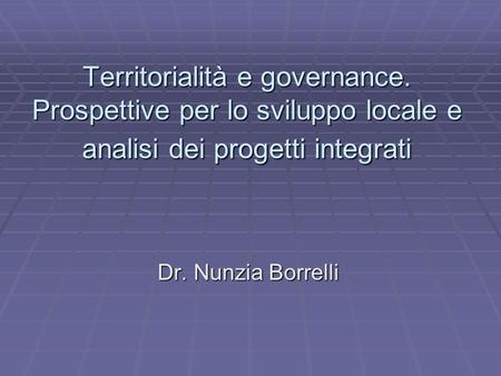 Territorialità e governance