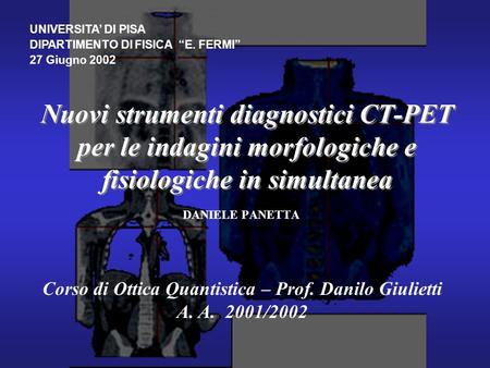 Corso di Ottica Quantistica – Prof. Danilo Giulietti