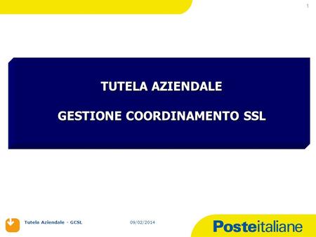 09/02/2014 Tutela Aziendale - GCSL 09/02/2014 1 TUTELA AZIENDALE GESTIONE COORDINAMENTO SSL.