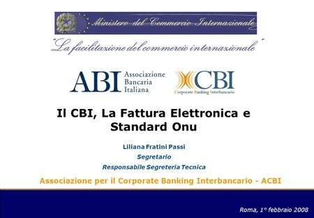 Il CBI, La Fattura Elettronica e Standard Onu