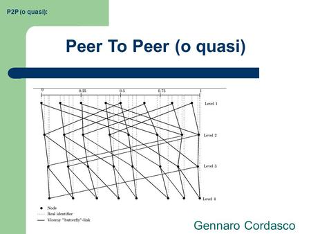P2P (o quasi): Peer To Peer (o quasi) Gennaro Cordasco.