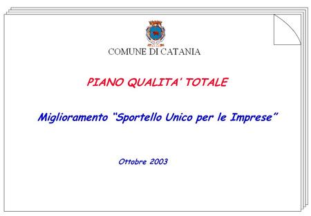 U:\L\LPP\Comune di Catania\Comune di Catania-customer satisfaction-VX22803 - 1 Ottobre 2003 PIANO QUALITA TOTALE Miglioramento Sportello Unico per le Imprese.