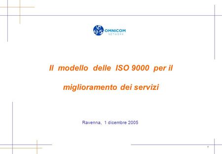1 Il modello delle ISO 9000 per il miglioramento dei servizi Ravenna, 1 dicembre 2005 N E T W O R K.