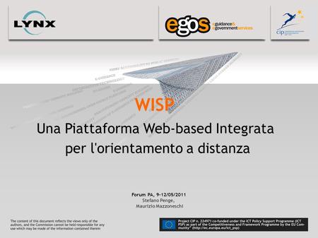 WISP Una Piattaforma Web-based Integrata per l'orientamento a distanza